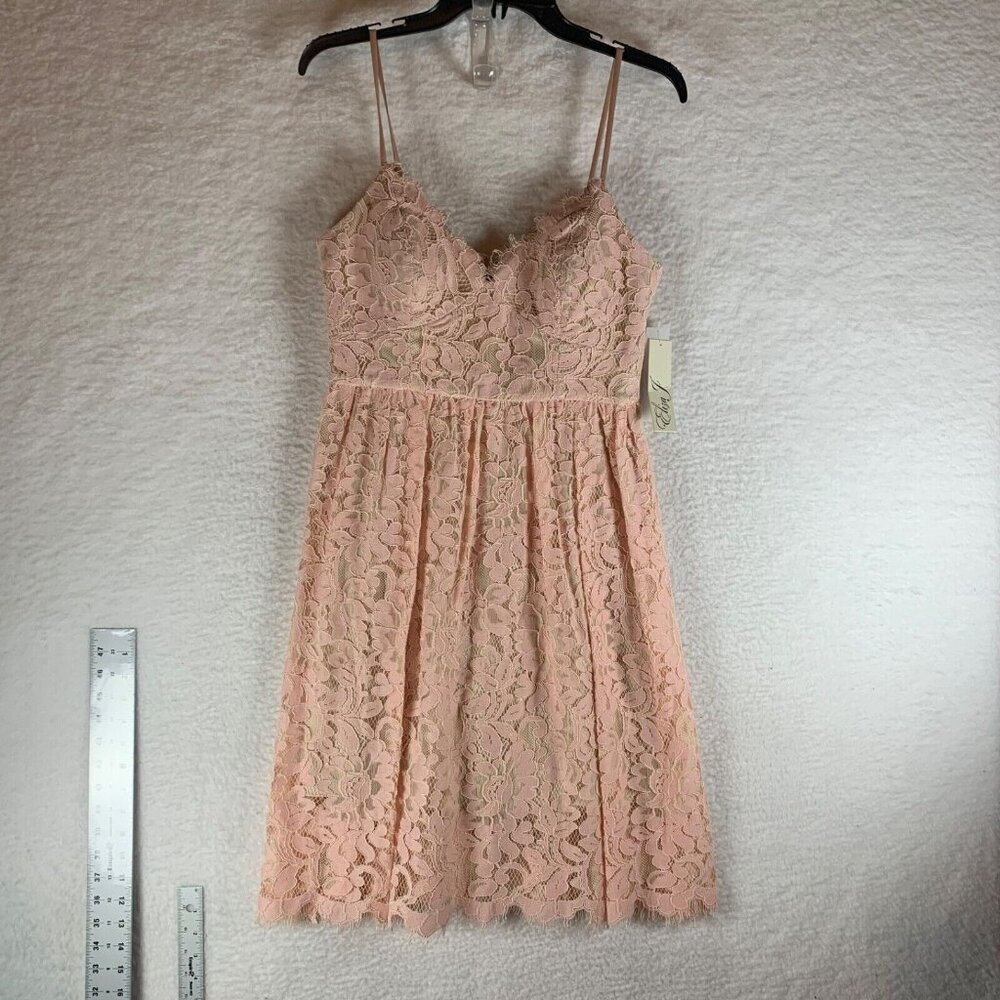 Eliza J Women's Pink Floral Lace‎ Spaghetti Strap Mini Dress Size 6P NWT 9083